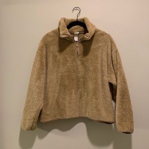 H&M Cropped Sherpa Quarter Zip - Size Medium